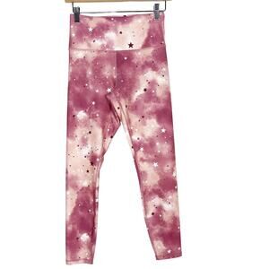 New Wildfox Sweat Small Pink Stars & Clouds Printed Leggings High Waist Workout